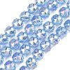 Electroplate Transparent Glass Beads Strands GLAA-H040-01C-1