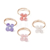 Flower Cellulose Acetate(Resin) & Shell Pearl Finger Rings RJEW-TA00181-01-2