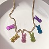 Easter Rabbit Acrylic Glitter Pendant Bib Necklaces with Alloy Chains FS-WG2FC95-02-1