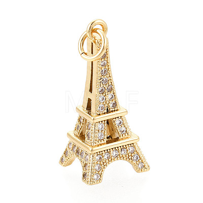 Brass Micro Pave Cubic Zirconia Pendants KK-N268-04G-1