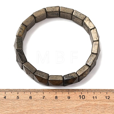 Natural Pyrite Beads Stretch Bracelets for Women Men BJEW-C097-06-05-1