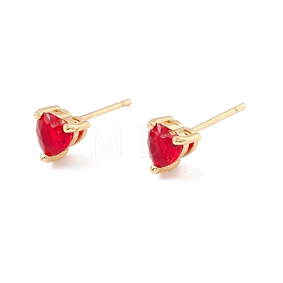 Cubic Zirconia Heart Stud Earrings EJEW-F282-18-G-1