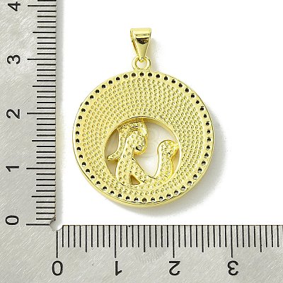 Mother's Day Real 18K Gold Plated Brass Micro Pave Clear Cubic Zirconia Pendants KK-H472-13G-11-1