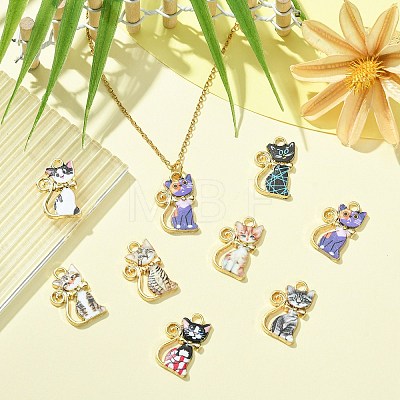 40Pcs 8 Colors Alloy Enamel Pendants ENAM-CJ0001-79-1