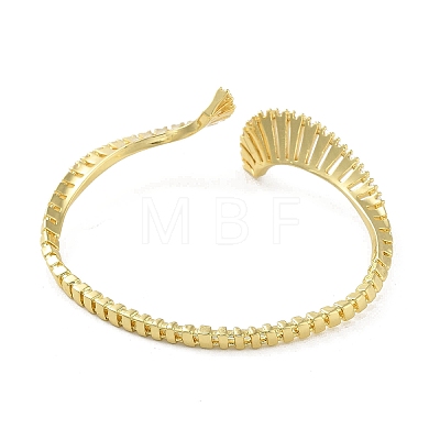 Snake Shape Brass Micro Pave Cubic Zirconia Cuff Bangles BJEW-D039-07G-1