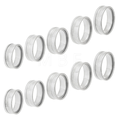 Unicraftale 10Pcs 5 Size 304 Stainless Steel Grooved Finger Ring Settings STAS-UN0041-21P-1