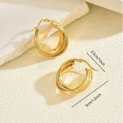 Brass Twist Triple Hoop Earrings CU1472-1