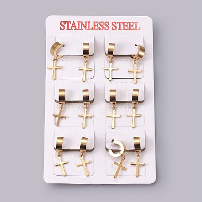 304 Stainless Steel Hoop Earrings X-EJEW-O087-01-1