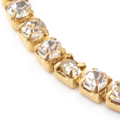 Brass Rhinestone Strass Chain Bracelets X-BJEW-JB06002-1