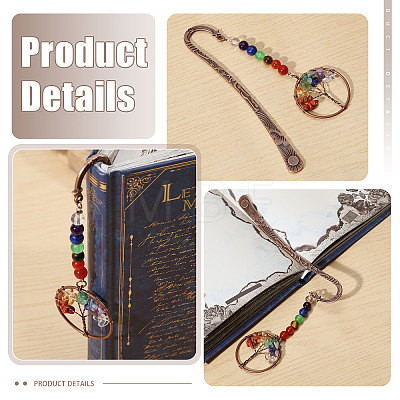 2Pcs Tibetan Style Alloy Hook Bookmarks AJEW-GL0003-51-1