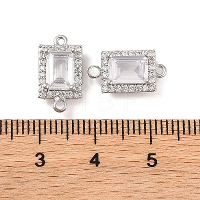 Brass Pave Clear Cubic Zirconia Connector Charms KK-S389-39P-1