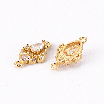 Brass Micro Pave Clear Cubic Zirconia Link Connectors ZIRC-S068-023-NF-1