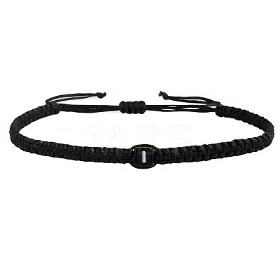 Adjustable Handmade Woven Waxed Cord Braided Bracelets with Acrylic Letter Beads OI4298-9-1