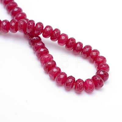 Faceted Rondelle Dyed Natural White Jade Bead Strands G-R343-4x6-07-1