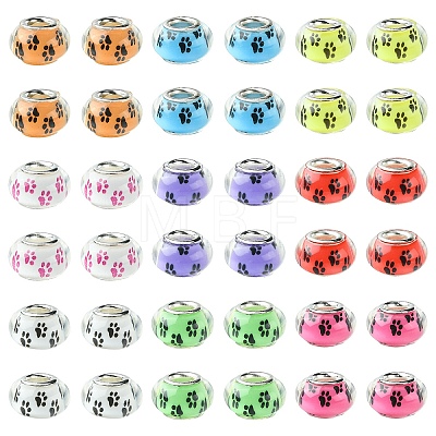 30Pcs Large Hole Dog Paw Prints Pattern Resin European Beads OPDL-YW0001-05-1