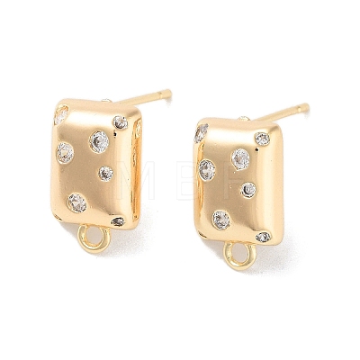 Brass Micro Pave Cubic Zirconia Stud Earring Findings KK-E107-22G-1