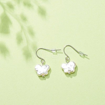 Plastic Pearl Butterfly Dangle Earrings EJEW-JE05028-04-1