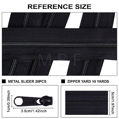 BENECREAT Nylon Invisible Widen Zipper Fastener FIND-BC0001-69A-1