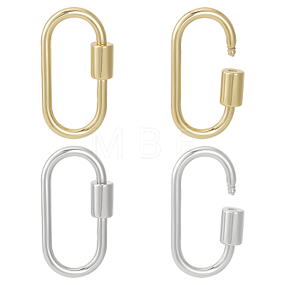 Unicraftale 4Pcs 2 Colors Brass Screw Carabiner Lock Charms KK-UN0002-03-1