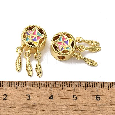 Brass Enamel European Beads KK-H487-07G-1