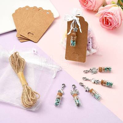Glass Wishing Bottle  with Synthetic Turquoise Chip Beads inside Pendant Decorations HJEW-FS0001-06-1