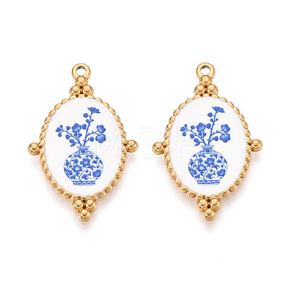 304 Stainless Steel Enamel Pendants STAS-OY002-91G-01-1