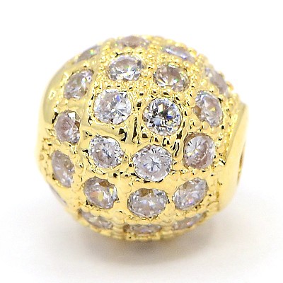 CZ Jewelry Brass Micro Pave Cubic Zirconia Round Beads ZIRC-M024-04-1