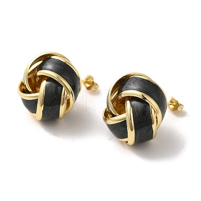 Real 18K Gold Plated Brass Enamel Stud Earrings for Women EJEW-M251-09G-02-1