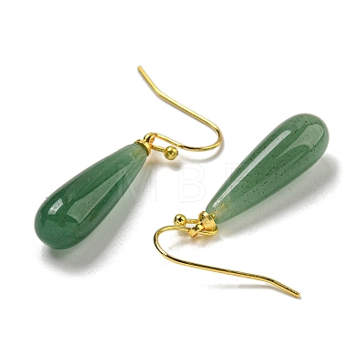 Ion Plating(IP) Natural Green Aventurine Dangle Earring EJEW-C084-01G-02-1