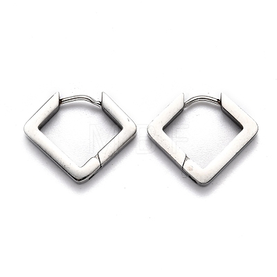 Tarnish Resistant 304 Stainless Steel Rhombus Huggie Hoop Earrings STAS-H156-08P-1