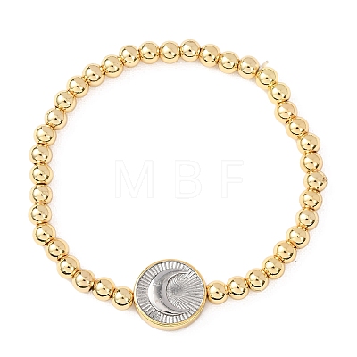 Brass Round Beads Stretch Bracelets for Women BJEW-H640-03B-GP-1