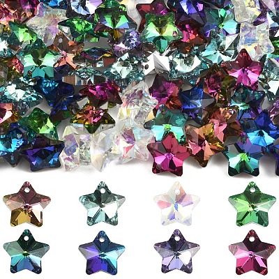 80Pcs 8 Colors Electroplate Glass Charms GLAA-YW0005-66-1