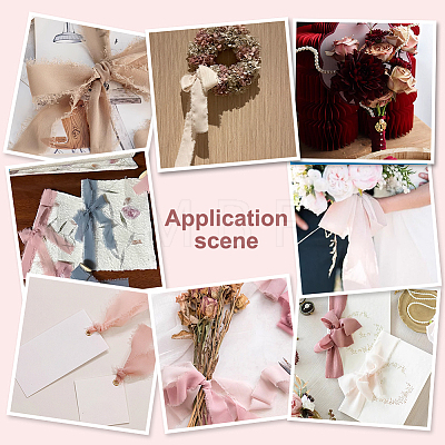 5 Rolls 5 Colors Polyester Frayed Ribbon OCOR-PH0002-79-1