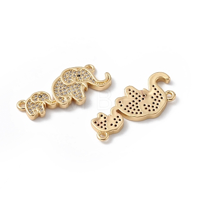 Elephant Mother and Son Brass Micro Pave Clear Cubic Zirconia Connector Charms ZIRC-L100-134G-1