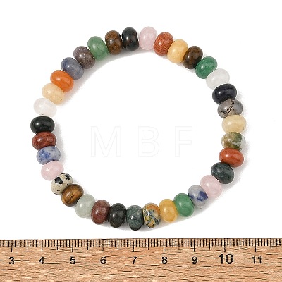 8MM Natural Mixed Gemstone Rondelle Heishi Beads Stretch Bracelets BJEW-JB14425-1