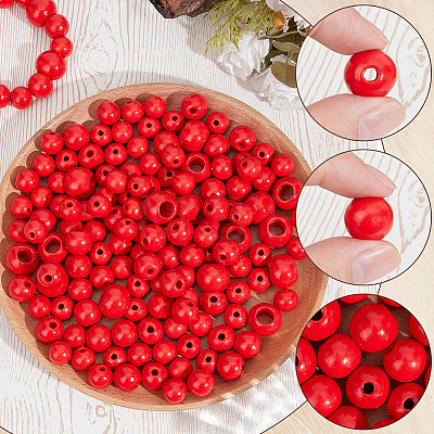 Spray Painted/Dyed Round Natural Schima Wood Beads WOOD-PA0001-80-1