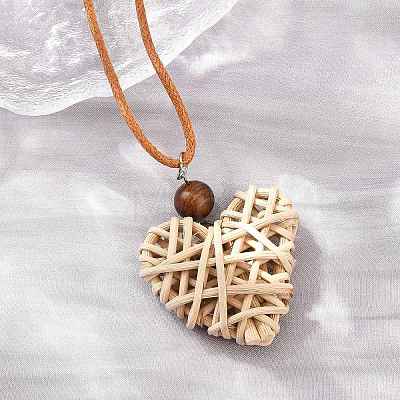 Boho Woven Rattan Pendant Long Necklaces WD-CBA76F6-01A-1