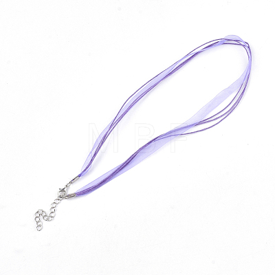Waxed Cord and Organza Ribbon Necklace Making NCOR-T002-172-1
