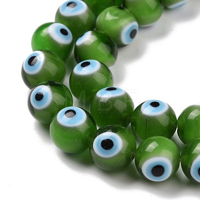 Handmade Evil Eye Lampwork Round Bead Strands LAMP-L055-10mm-27-1