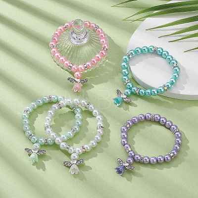 Glass Imitation Pearl Beaded Bracelets BJEW-JB09367-1