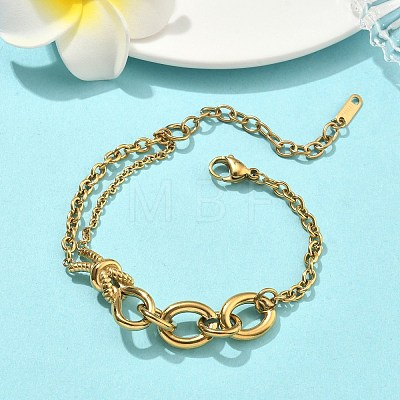 304 Stainless Steel Oval Link Bracelets BJEW-F533-02C-G-1