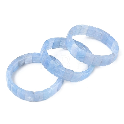 Dyed Rectangle Natural Quartz Crystal Beads Stretch Bracelets for Women Men BJEW-Z149-01J-1