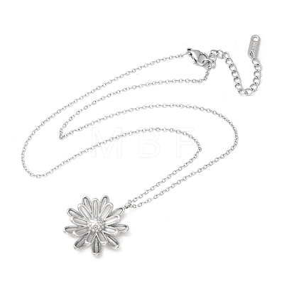 304 Stainless Steel Sunflower Pendant Cable Chain Necklaces for Women NJEW-R011-02P-1