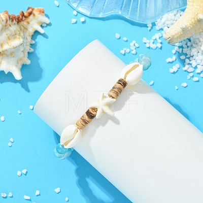 Beachy Natural Coconut & Synthetic Turquoise & Natural Dyed Persian Jade Gemstone Beads Bracelets for Women BJEW-JB13754-1