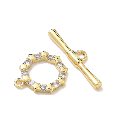 Star Brass Micro Pave Clear Cubic Zirconia Toggle Clasps KK-G548-27G-1