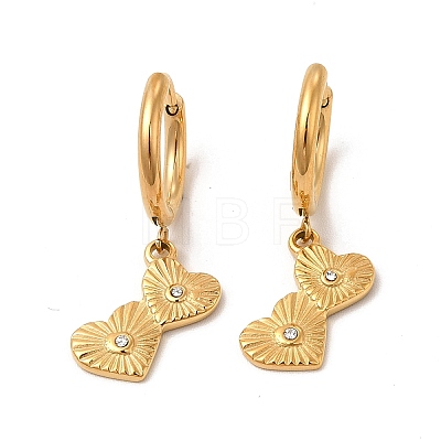 Crystal Rhinestone Heart Dangle Hoop Earring & Tree Pendant Nacklace SJEW-P002-06G-1