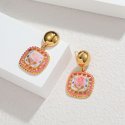 304 Stainless Steel Stud Dangle Earrings for Women EJEW-A164-04B-G-1
