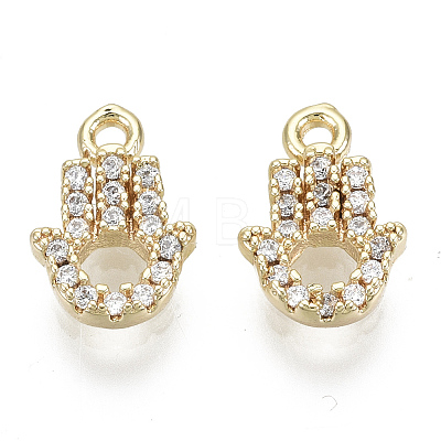 Brass Micro Pave Clear Cubic Zirconia Charms KK-S348-524-NF-1