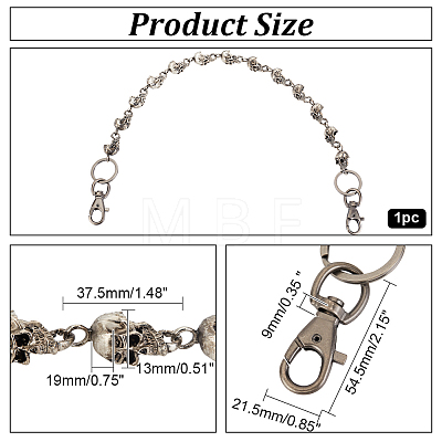 ARRICRAFT Alloy Skull Chains for Pants AJEW-AR0001-50-1