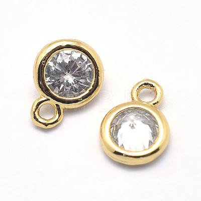 Brass Cubic Zirconia Charms KK-J269-C02-G-NR-1